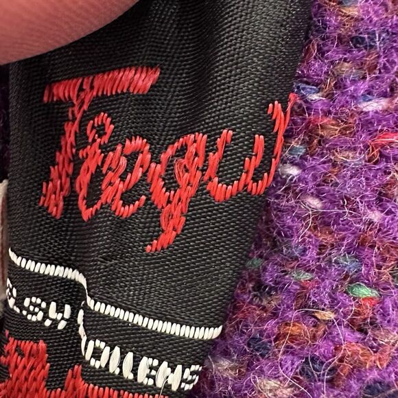 VTG Welsh Woollens by Tregwynt 100% Wool Jacket Full Zip Hooded Womens XL Purple - Picture 11 of 13